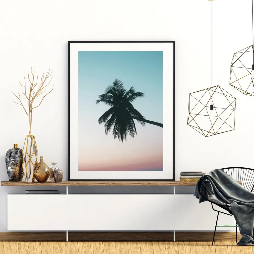 Plakat - Palma o zachodzie słońca (A4)