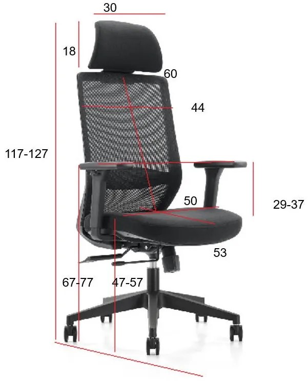 Czarne krzesło biurowe Perun, ergonomiczne, zgodne z normą BHP