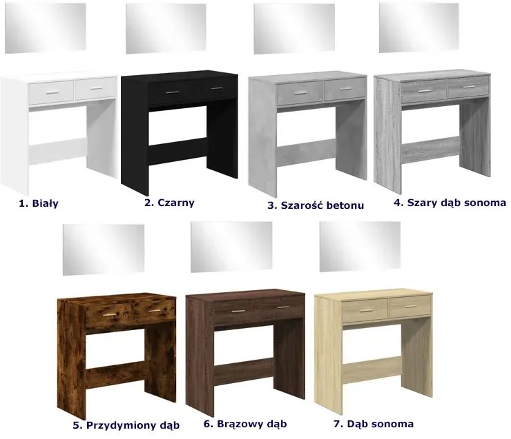 Zestaw toaletka z lustrem ściennym przydymiony dąb G2-R16