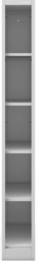 Regał metalowy wąski, archiwizacyjny na dokumenty szary: TIM 250 x 1950 x 600 mm