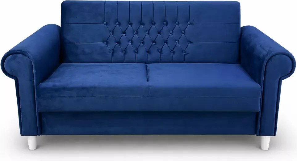 (Wyprzedaż) 2-osobowa kanapa Clio z pikowanym oparciem, w tkaninie premium Amor Velvet granatowej