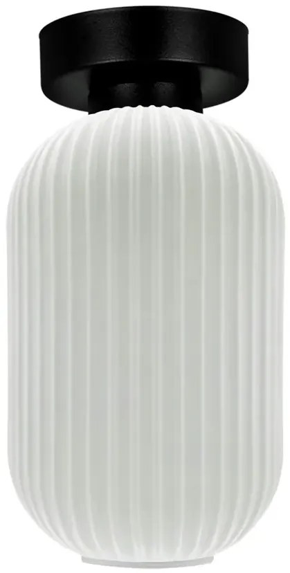 Lampa sufitowa ze szklanym ryflowanym kloszem biała C5-P25