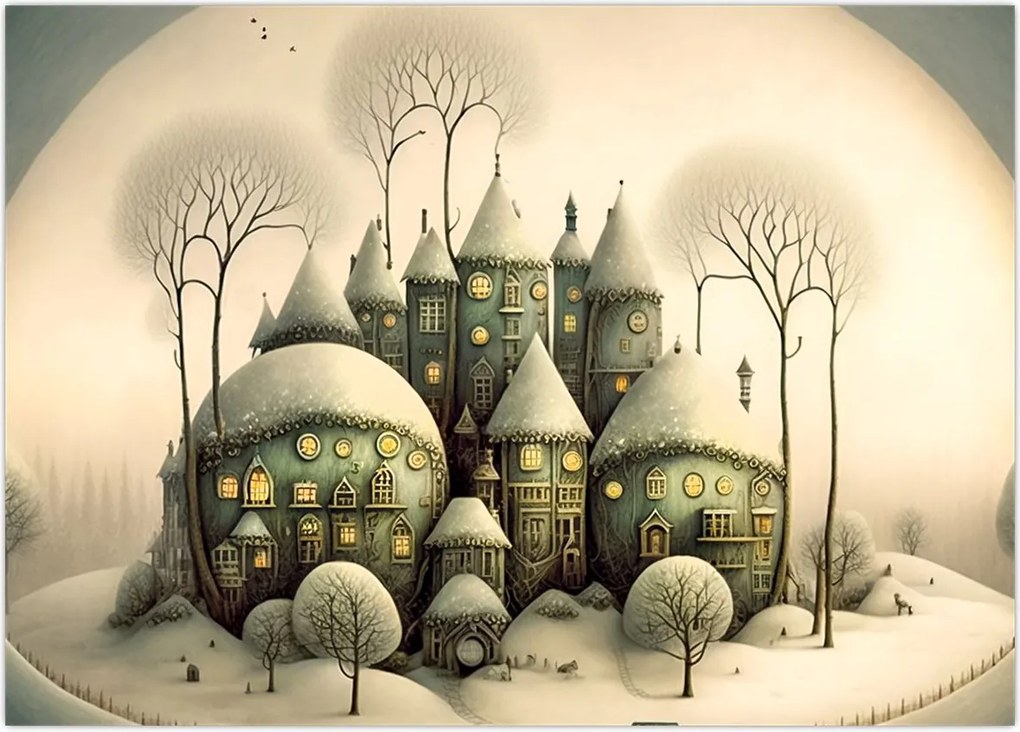 Obraz na szkle - Bajkowe domki (70x50 cm)