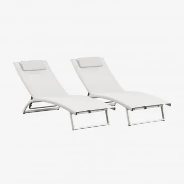 Zestaw 2 Aluminiowych Leżaków Z Regulowanym Oparciem I Poduszką Dulem Gardenia Biel - Sklum