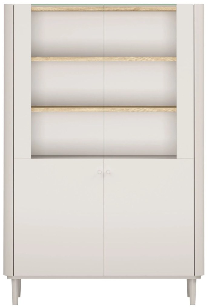 Witryna Elivo 100 cm dwudrzwiowa na nóżkach - kaszmir / dąb olejowany