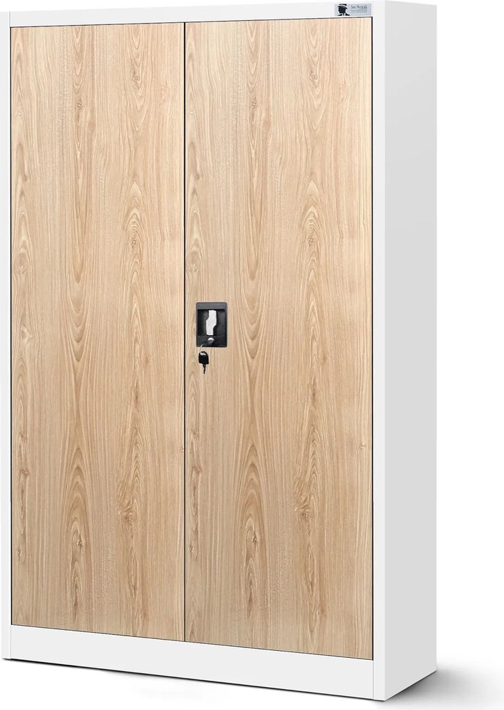 Szafa biurowa Eco Design Kevin 90x40x140 cm biały/dąb sonoma