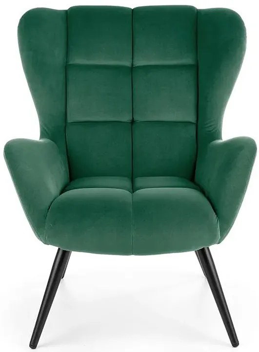 Zielony welurowy fotel uszak D6-F50