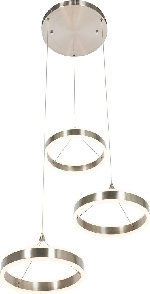 Okrągła lampa wisząca ze stali z wbudowanym LED o 3-stopniowej regulacji jasności 3-punktowa - Lyani