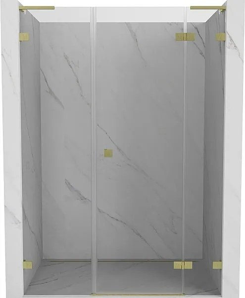 Mexen Lunar L drzwi prysznicowe uchylne prawe 140 cm, transparent, złote szczotkowane - 834SL-140-050-55-00-P
