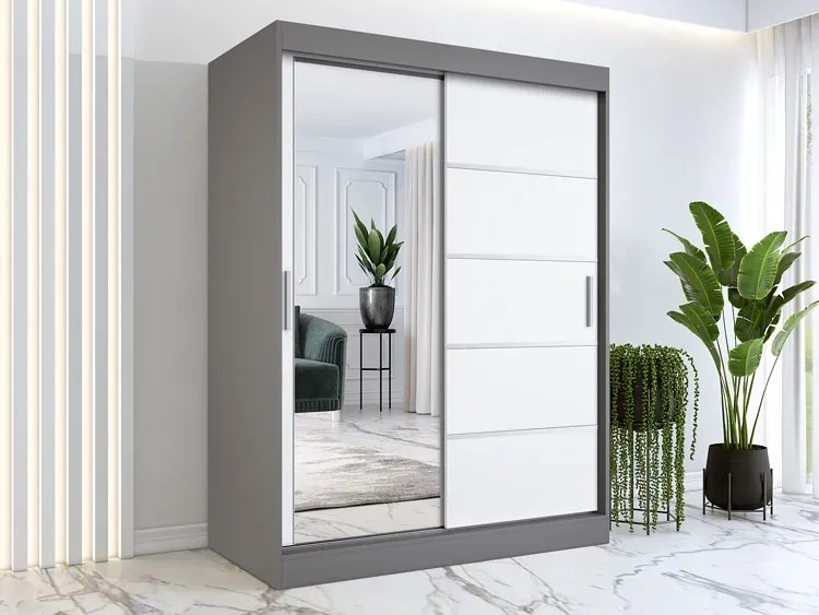 Dwudrzwiowa szafa przesuwna antracyt + biały 150 cm - Ebia 4X