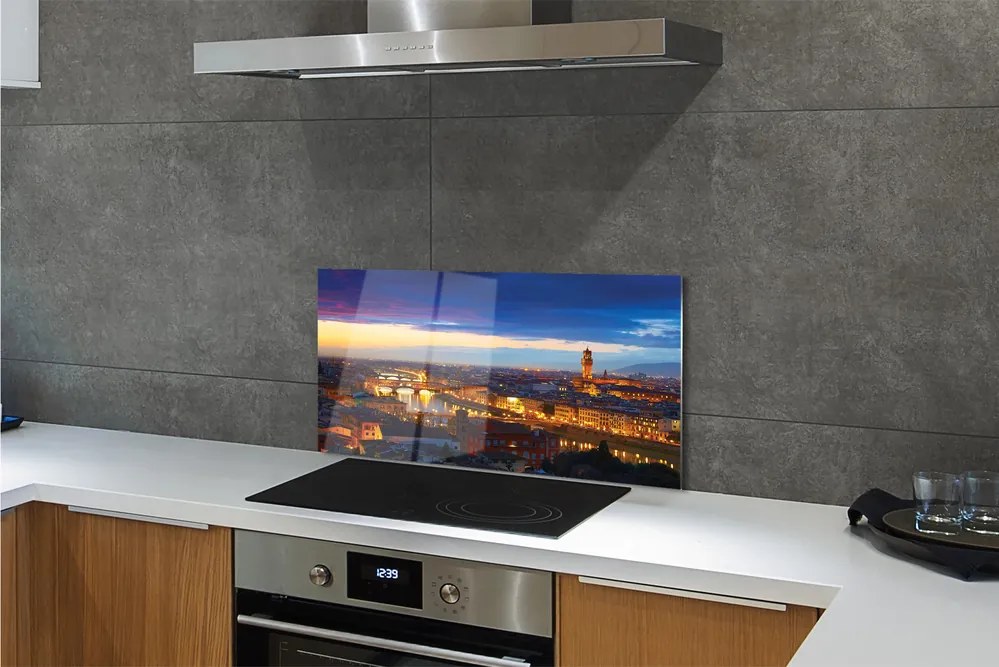 Panel szklany do Kuchni Światła Nocnych Mostów