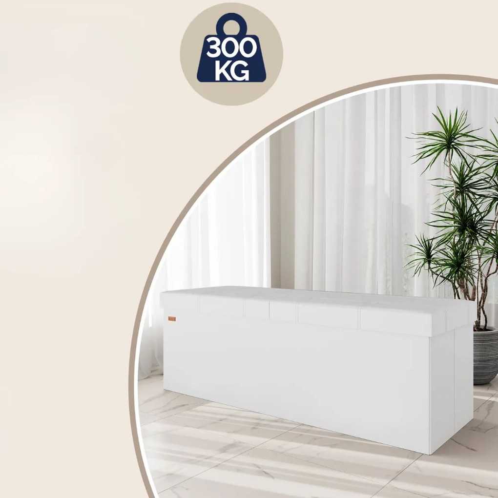 Taboretka z miejscem do przechowywania BELLA, 115x40x40cm, biała Casaria