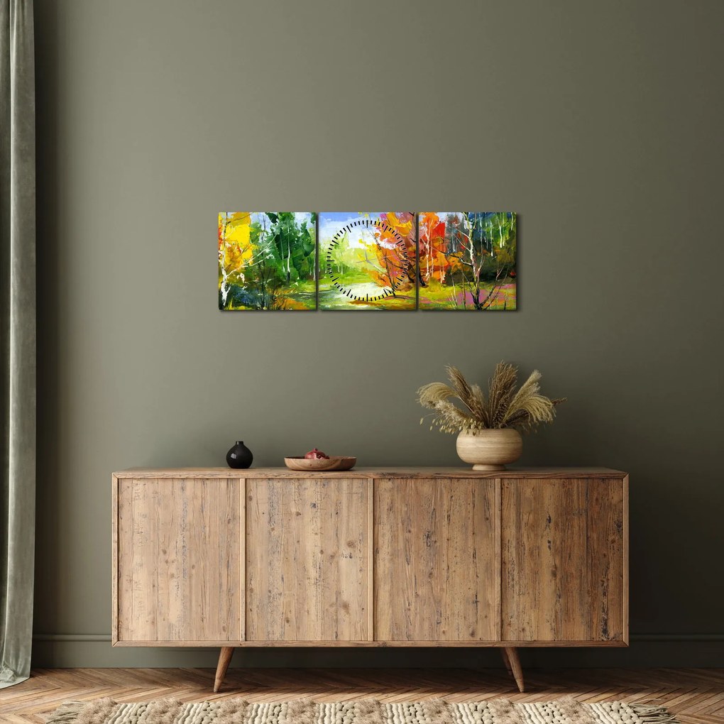 Obraz - Obraz krajobrazu (z zegarem) (90x30 cm)