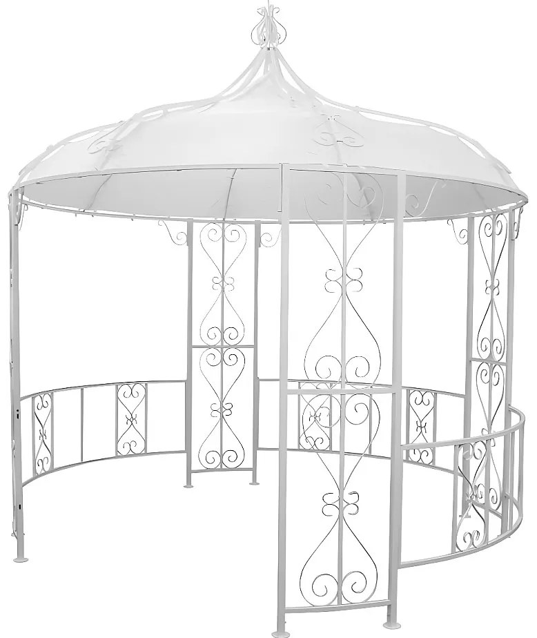 Pawilon ogrodowy TILCARA z metalu w stylu kutego żelaza, 300 × 290 cm (śr. × wys.) – kolor biały