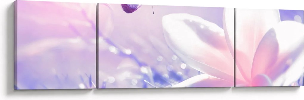 Obraz - Motyl lecący do kwiatu (170x50 cm)