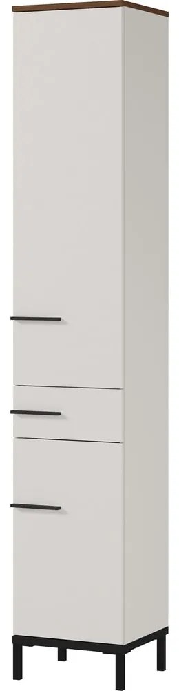 Szarobeżowa wysoka szafka łazienkowa w dekorze orzecha 34x190 cm Yonkers – Germania