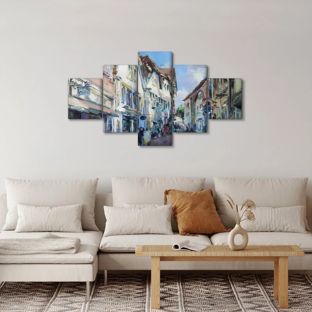 Obraz - Aleja starego miasta, malarstwo akrylowe (125x70 cm)