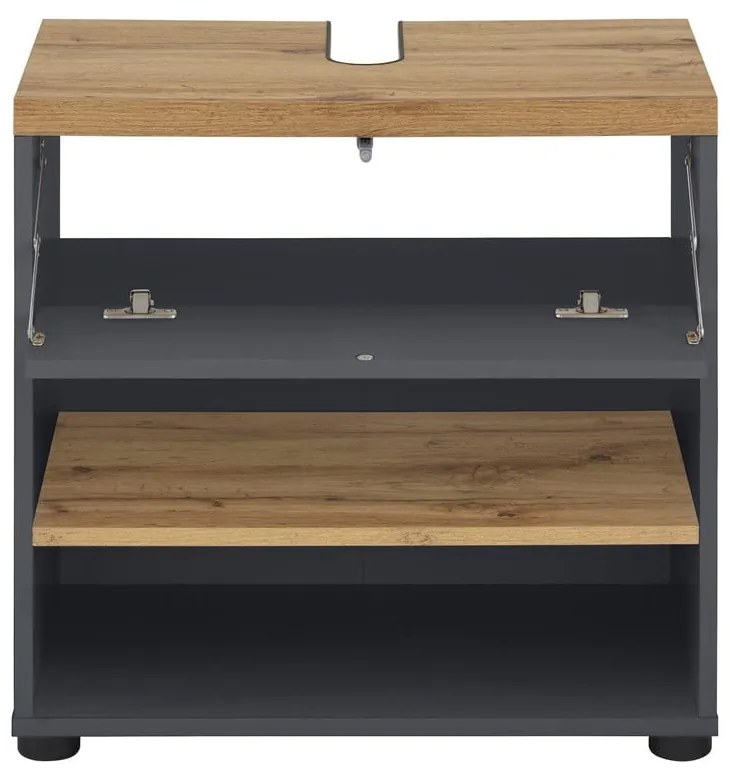 Antracytowa szafka pod umywalkę w dekorze dębu 60x57 cm Thessa – Støraa