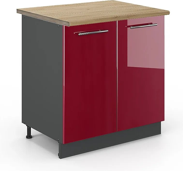 Szafka pod zlew bordowa czerwień wysoki połysk 80x60x82 fame-line