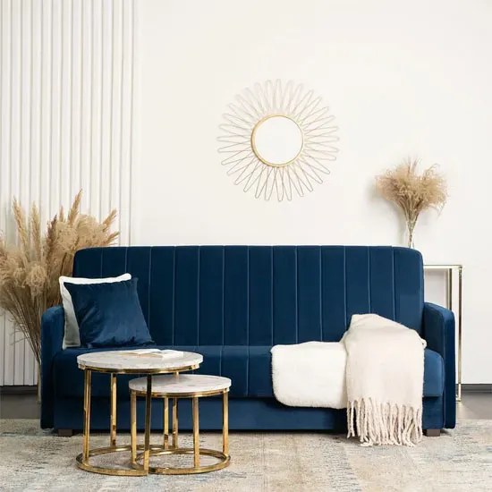 Granatowa elegancka sofa welurowa A7-N48