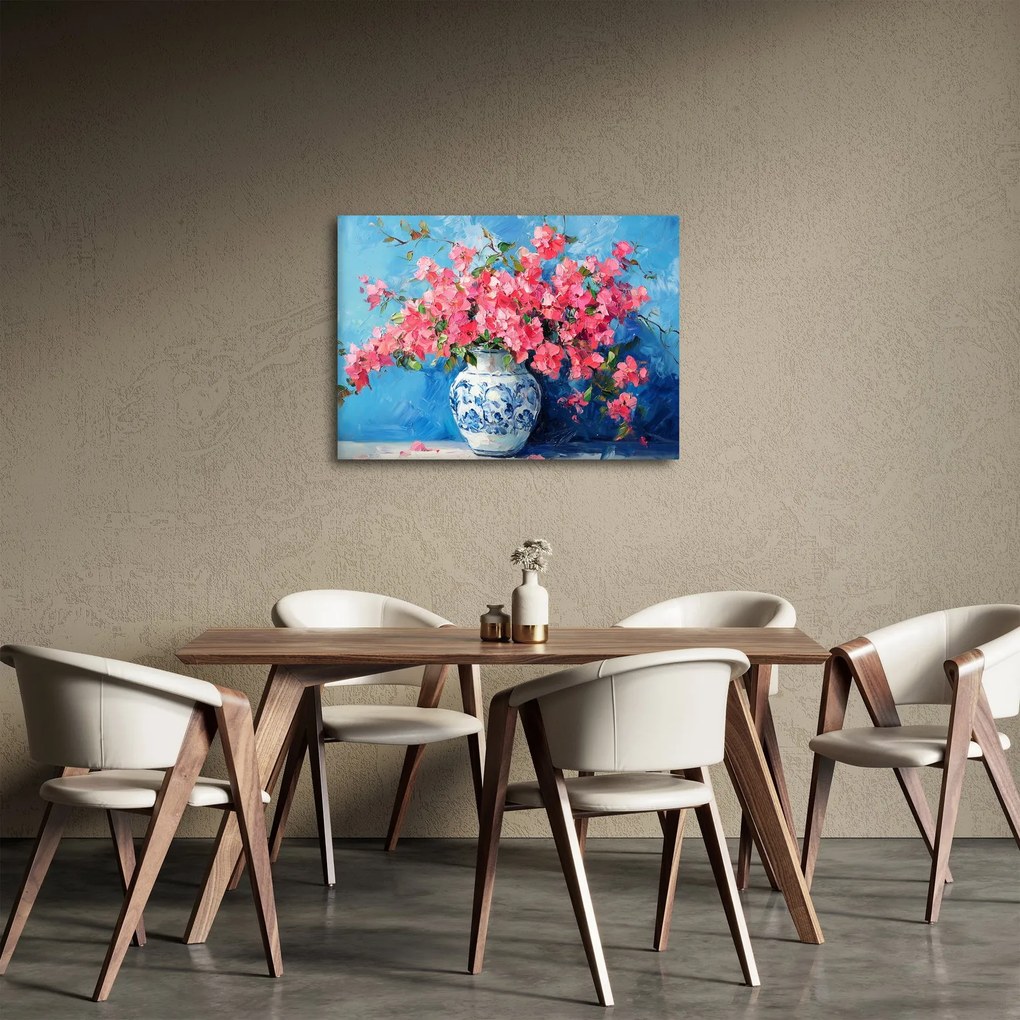 Obraz - Wazon z różowymi kwiatami (70x50 cm)