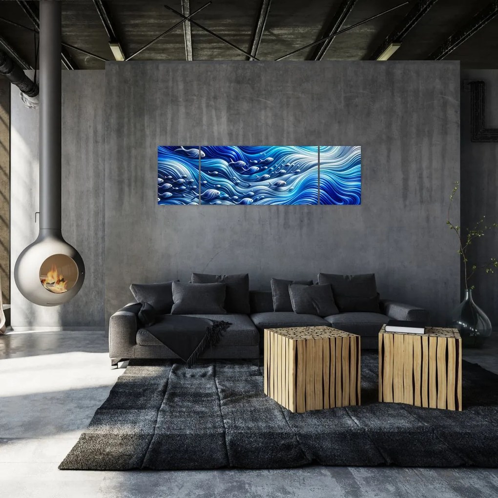 Obraz – Ryby w falach (170x50 cm)