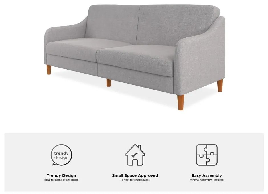 Jasnoszara sofa rozkładana 196 cm Jasper – Støraa