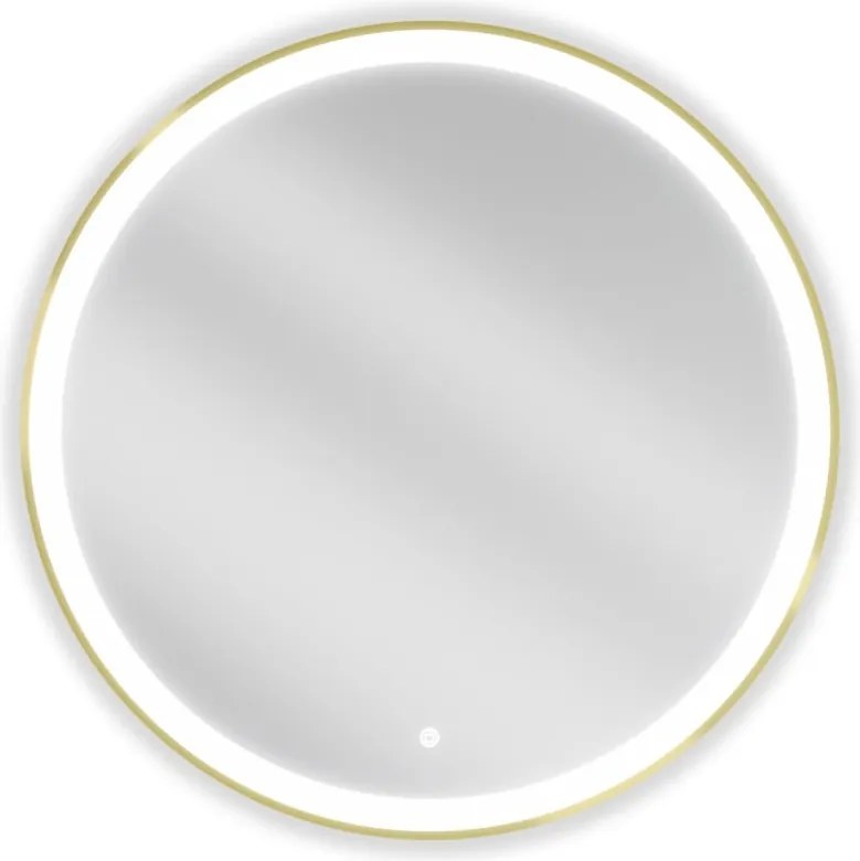 Mexen Esso lustro łazienkowe podświetlane, okragłe 80 cm, LED 6000K, antypara, rama złota szczotkowana - 9825-080-080-611-50