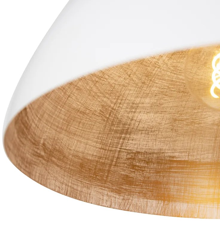 Industrialna lampa wisząca biała ze złotem 50 cm - Magna EcoPrzemysłowy Oswietlenie wewnetrzne