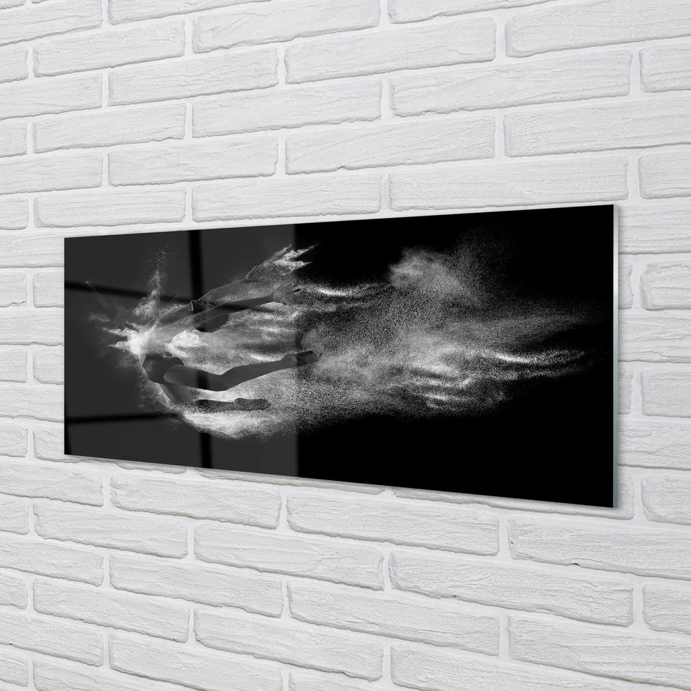 Panel szklany do Kuchni Baletnica w Dymie na Szarym Tle