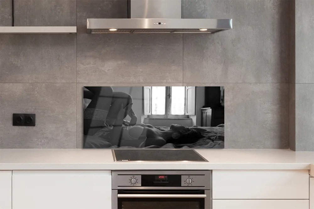 Panel szklany do Kuchni Kobieta przy Oknie