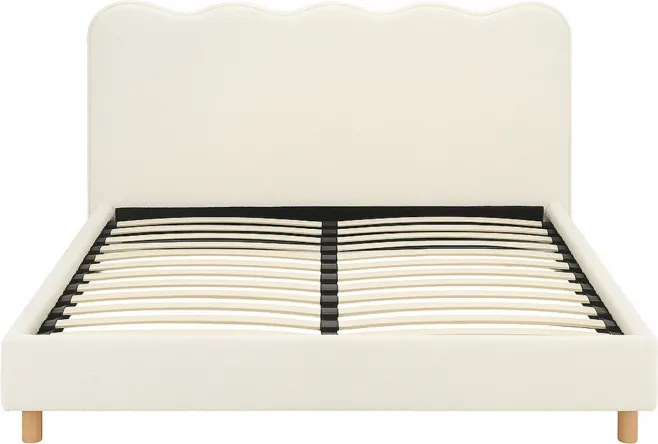 Łóżko Tapicerowane 180x200 cm IZMIR ze Stelażem Dwuosobowe Boucle Kremowe