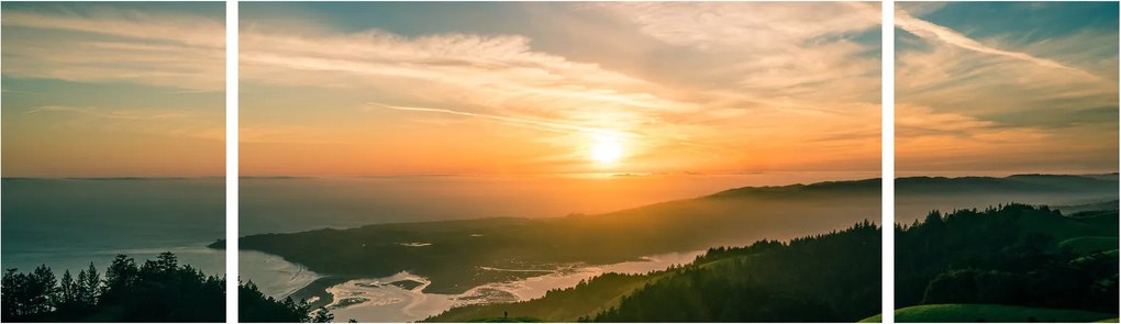 Obraz wschodu słońca nad morzem (170x50 cm)