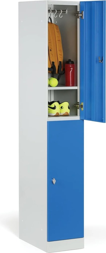 Szafka skrytkowa S1, 2 schowki, 1850 x 300 x 500 mm, zamek cylindryczny, drzwi beżowe