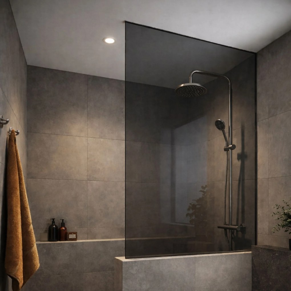 Ścianka prysznicowa Walk In MOLIS HALF Classic Grafit szkło grafitowe| Różne rozmiary : Kolor profili kabiny - złoty, Rozmiar - 100 x 180 cm