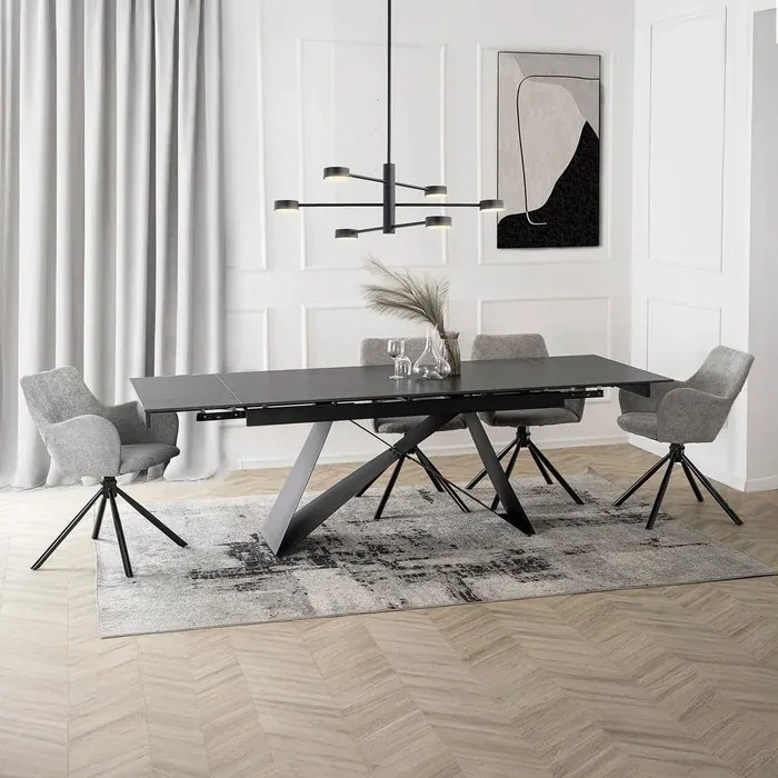 Stół Rozkładany Prostokątny VICTOR 160-240 cm Ceramiczny Czarny do Jadalni Loft