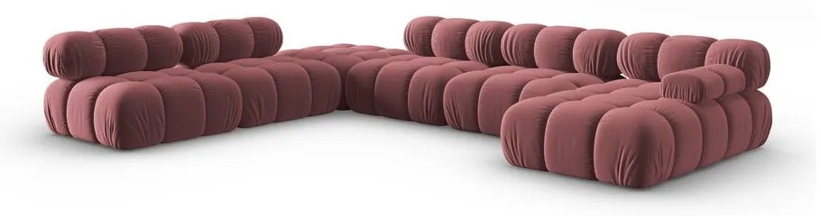 Różowa aksamitna sofa 379 cm Bellis – Micadoni Home