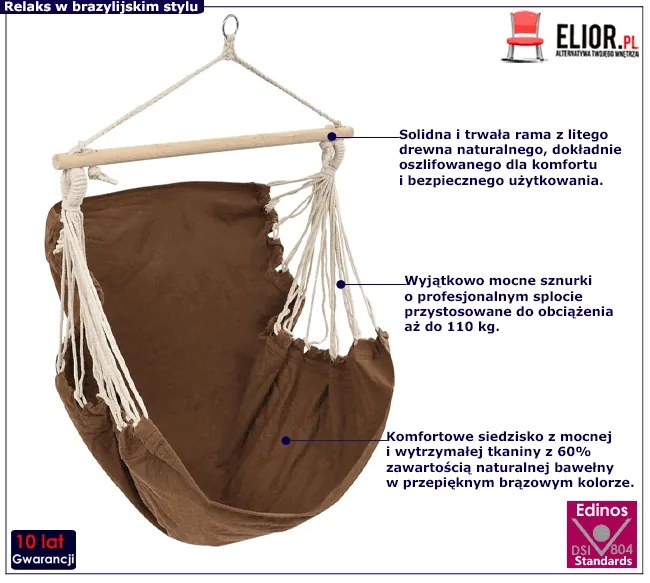 Brązowa huśtawka brazylijska ogrodowa B4-T13