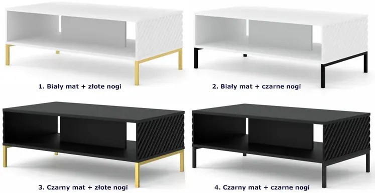 Ława kawowa glamour czarny mat + złote nóżki - Resa 8X