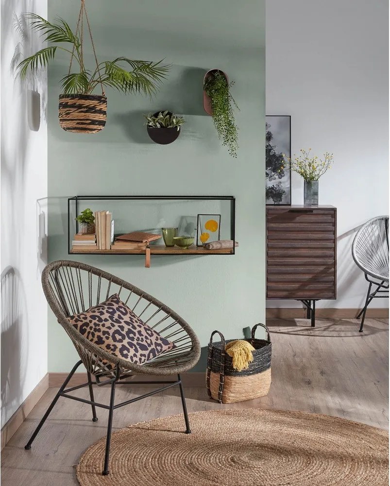 Czarno-naturalna półka z litego drewna jodłowego 90 cm Elisha – Kave Home