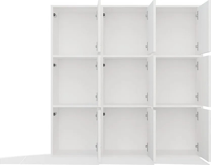 Regał MALAX 3x3 | Biały | 110.5x30x110.5 cm |Z 3 Drzwiami TIP-ON