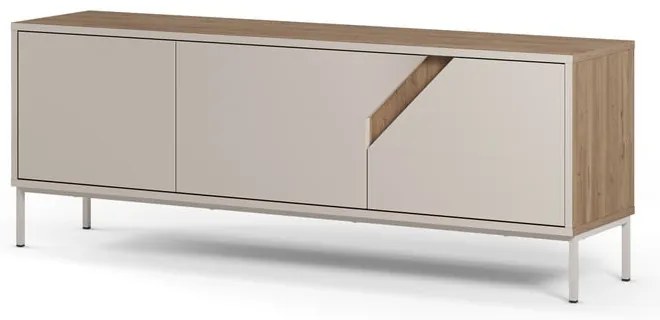 Kremowo-naturalna komoda w dekorze dębu 150x55x35 cm Lilou – Marckeric