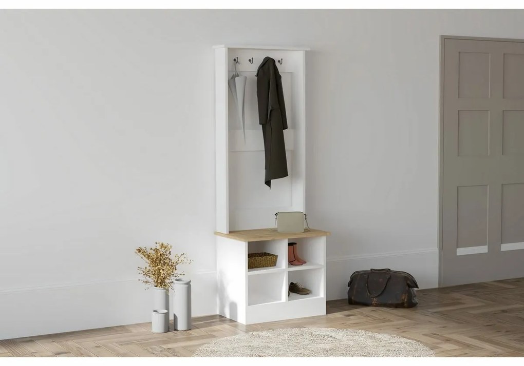 Wieszak z półką na buty Mare White and Sapphire Oak