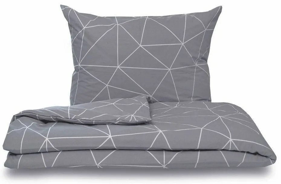 Kvalitex Bawełniana pościel Nordic Grid szara, 140 x 200 cm, 70 x 90 cm