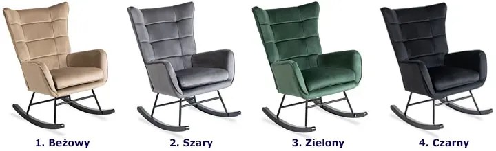 Czarny welurowy fotel bujany R6-B76