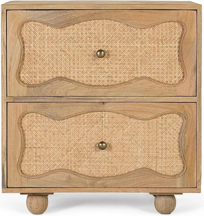 Stoliki nocne z drewna mango 60 cm w stylu boho śródziemnomorskim - 65x60x40