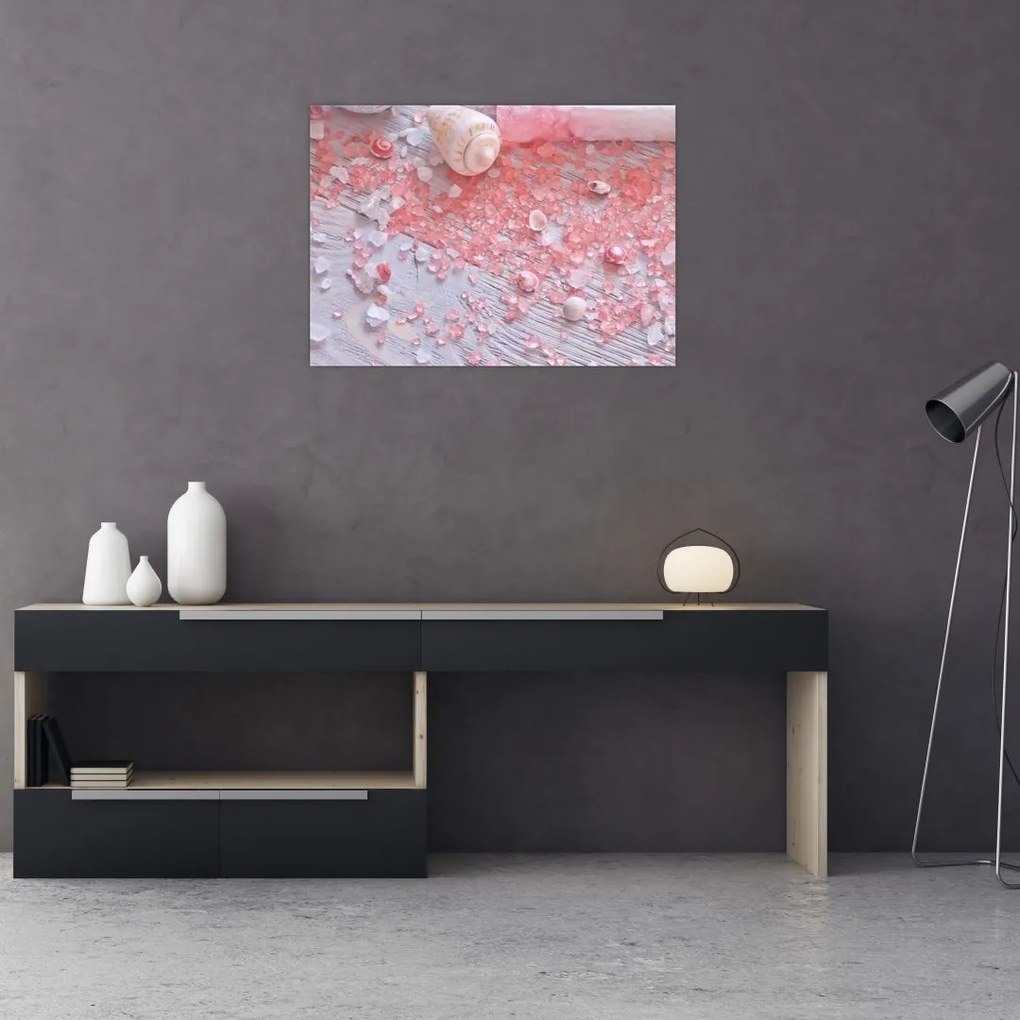 Obraz - Nadmorska atmosfera w różowych odcieniach (70x50 cm)
