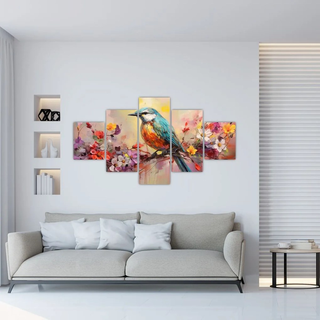 Obraz - Malowanie ptaka (125x70 cm)
