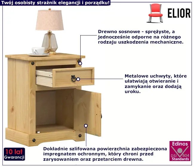 Skandynawska szafka nocna z drzwiczkami i szufladą Z2-Z57