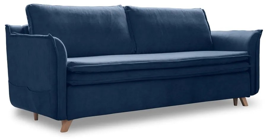 Ciemnoniebieska aksamitna rozkładana sofa 225 cm Charming Charlie – Miuform